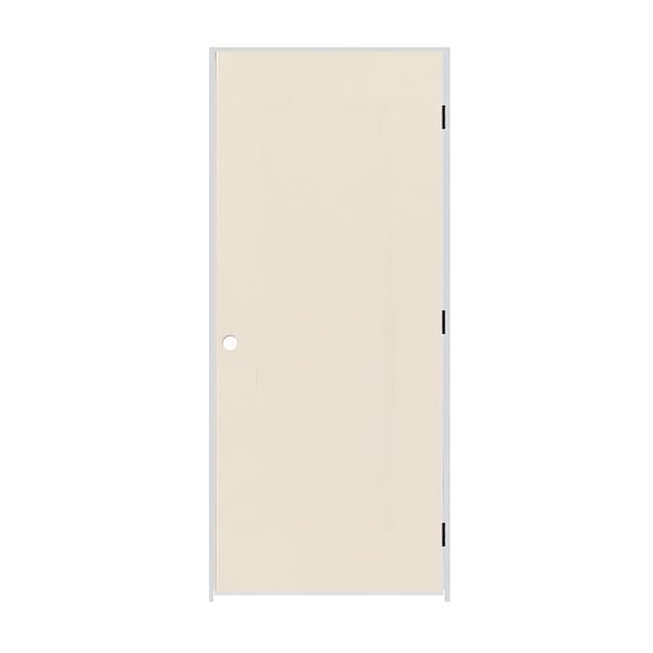 Codel Doors 28" x 80" x 1-3/8" Primed Hardboard Solid Core Flush 4-9/16" LH Prehung Door with Black Hinges 2468FSCPHBLH1D4916 - main